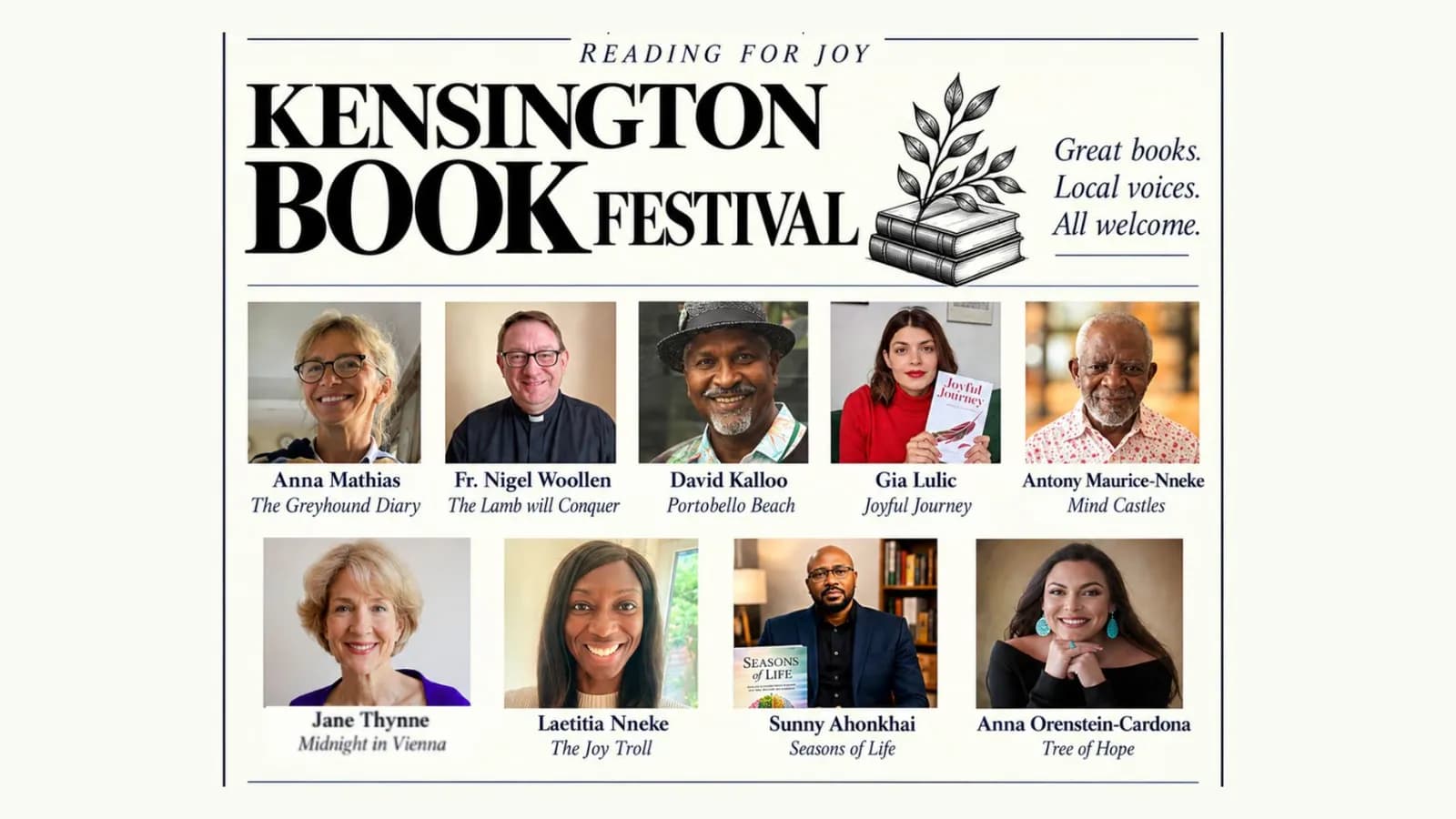 Kensington Book Festival - Author line-up